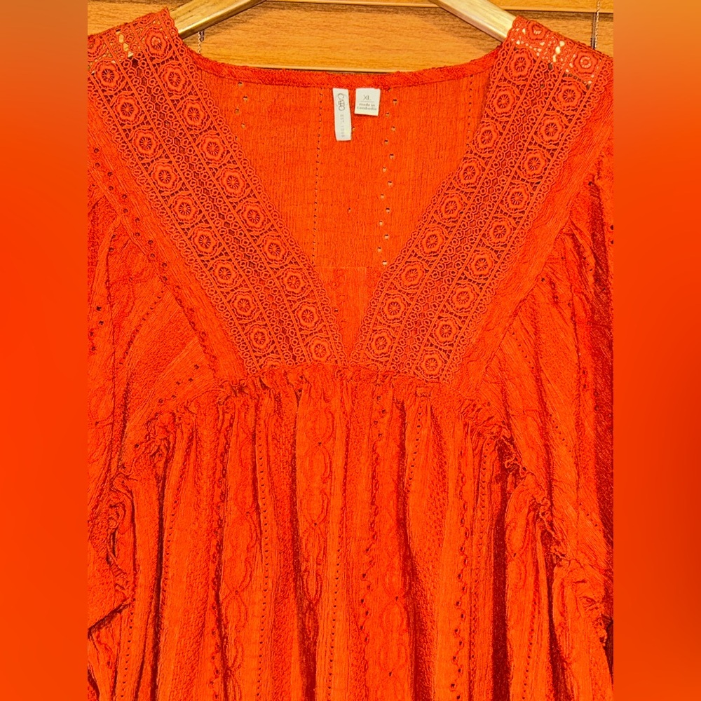 Cato Burnt Orange V-Neck Blouse size XL - Picture 3 of 9